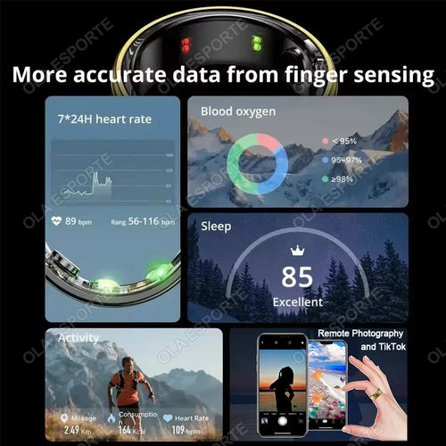 AURELIA Smart Ring – Schlaf-, Aktivitäts- & Fitness-Tracking | Blutdruck & Sauerstoff